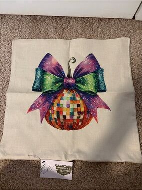 Multicolor Bow Pumpkin Holiday Pillow Cover